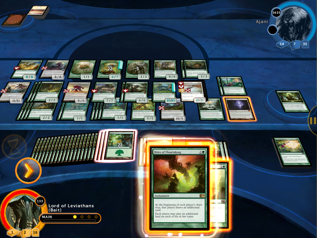 Here's the point where he would have won, if I didn't have Zenith (note I am down to 1 in my LIbrary)